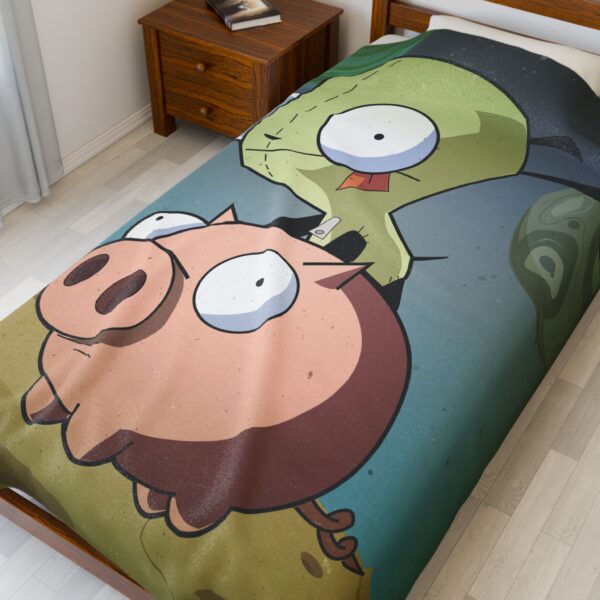 Invader Zim Inspired Grr And Piggy In Space Plush Blanket - Image 11