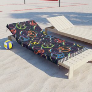 Boho Beach Towel with Peace Sign Design