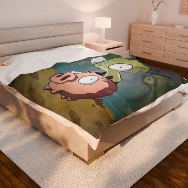 Invader Zim Inspired Grr And Piggy In Space Plush Blanket - Image 12
