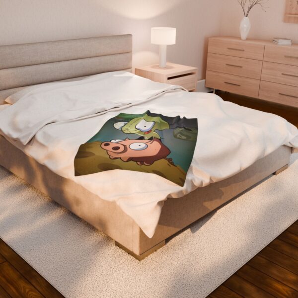 Invader Zim Inspired Grr And Piggy In Space Plush Blanket - Image 4