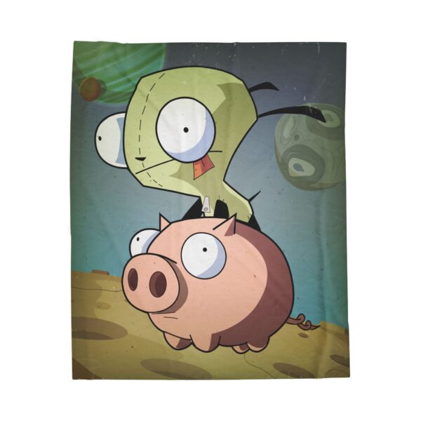 Invader Zim Inspired Grr And Piggy In Space Plush Blanket - Image 5