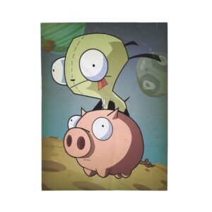 Invader Zim Inspired Grr And Piggy In Space Plush Blanket