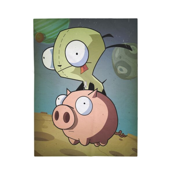 Invader Zim Inspired Grr And Piggy In Space Plush Blanket