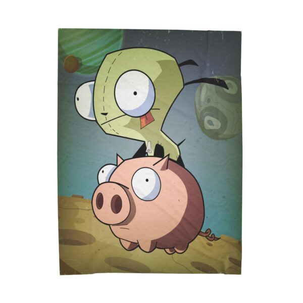 Invader Zim Inspired Grr And Piggy In Space Plush Blanket - Image 9