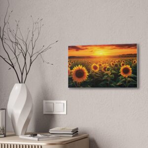 Sunflower Field Canvas Art - Vibrant Sunset Wall Decor
