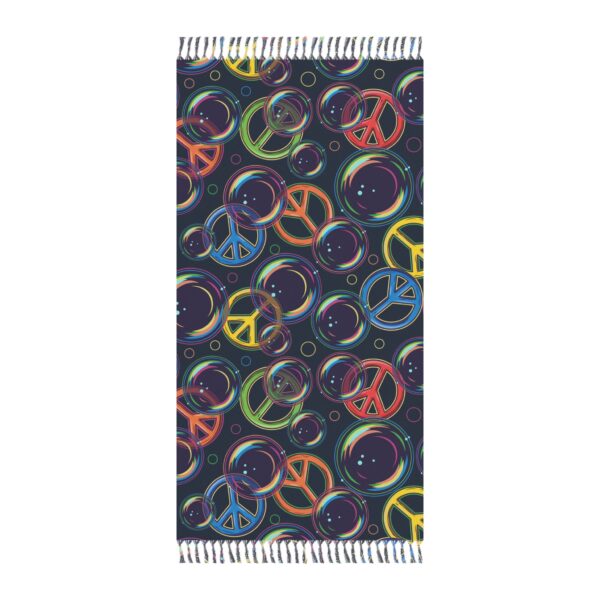 Boho Beach Towel with Peace Sign Design - Image 2