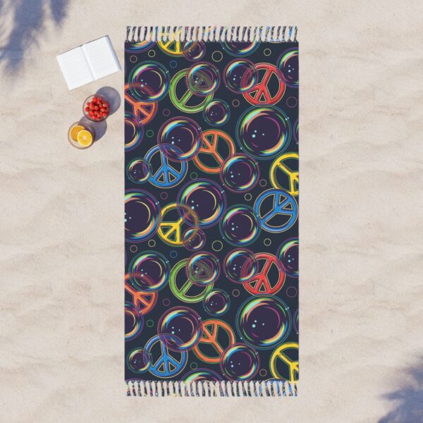 Boho Beach Towel with Peace Sign Design - Image 4
